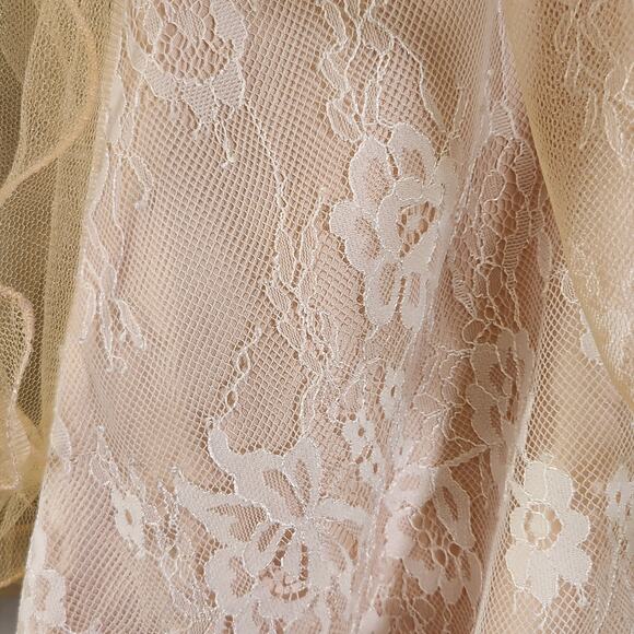 TONI Sleeveless Pale Yellow Girls Lace Dress with Tulle, Size 8 - Picture 7 of 11
